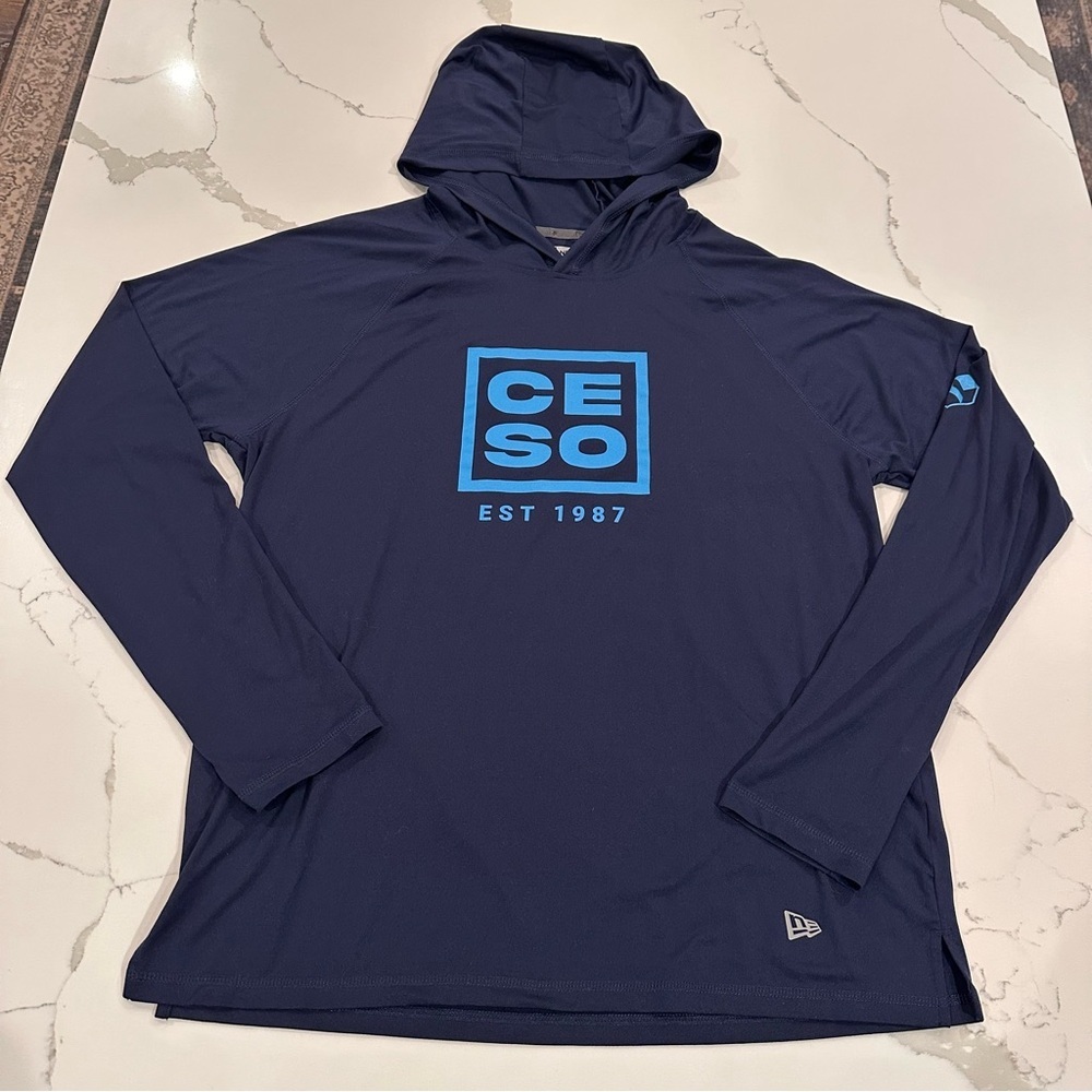 New Era Long Sleeve Performance Hoodie Pullover Men L Blue Lightweight Athletic